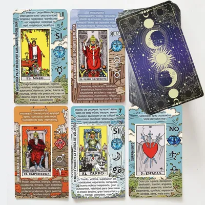 Productafbeelding van Tarot - Tarotkaarten om te leren - Geen gids nodig - Gemakkelijk en snel te lezen tarot deck met Spaanse
