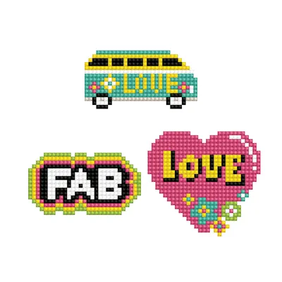 Produktbild von DOTZIES® Original Diamond Painting Sticker Set „LOVE“ 3 glitzernde Aufkleber 8,8 x 6,3 cm ab 8 Jahren