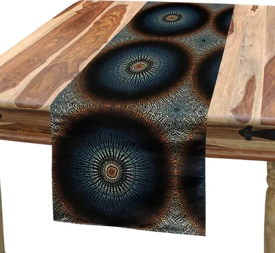 Produktbild von ABAKUHAUS Mandala Tischläufer, Rund böhmische Art-Rund Punkte, 40 x 180 cm, Mehrfarbig