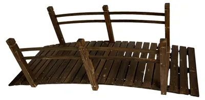 Produktbild von Relaxdays Garten Brücke, mit Geländer, Tannenholz, Gartenteich, HxBxT: 58 x 185 x 72 cm, 200 kg, Holzbrücke, braun