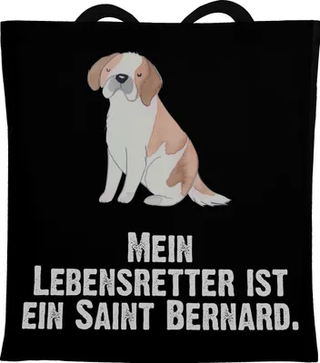 Produktbild von Mr. & Mrs. Panda Tote Bag Saint Bernard Lebensretter - Schwarz - Geschenk, Tasche, Beutel, St. Bernhardshund, Dog, Jutebeutel, Chien Du Saint-Bernard, canvas