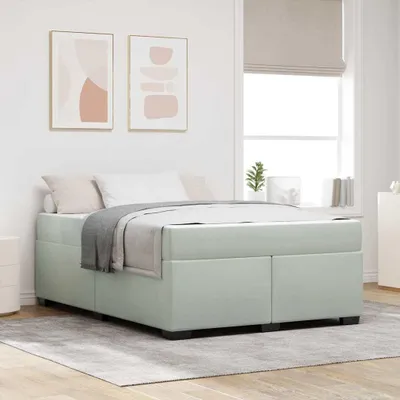Zdjęcie produktu dla Maison Exclusive – rama łóżka z materacem Jasnoszary 140 x 200 cm Tkanina