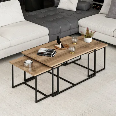 Produktbild von Skye Decor, Levada - Walnut, Beistelltische, Satztisch (3-teilig), Nussbaum, 90 x 42 x 60 cm