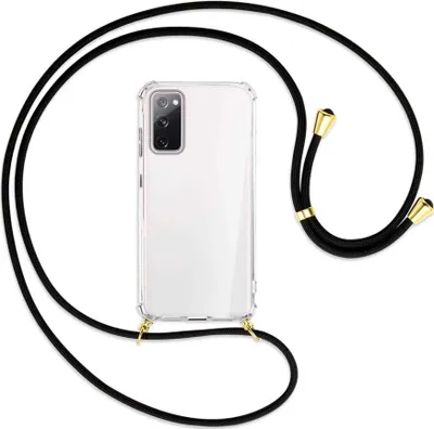 Produktbild von Handykette Backcover-Schutzhülle mit Band (Metall goldfarben) für Samsung Galaxy S20 FE / Lite - schwarz