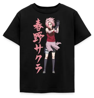 Produktbild von Spreadshirt Naruto Shippuden Cooles Design Mit Sakura Kinder T-Shirt, 122/128 (7-8 Jahre), Schwarz
