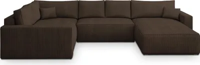 Produktbild von Masseno Ecksofa VELAMI L-S mit Schlaffunktion U-Form, Sofa mit Bettkasten, Wohnzimmersofa, Couch, Soffa, Bettsofa, Couchgarnitur- Braun, POSO 06
