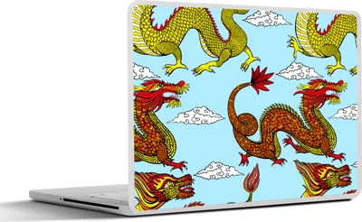 Produktbild von MuchoWow® Laptop Aufkleber Sticker Cover Drache - Chinesisch - Muster 25x18 cm - Laptop-Deko