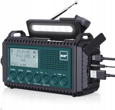 Zdjęcie produktu dla RADIO KORBOWE PRZENOŚNE RADIO AWARYJNE ŁADOWANE NA BATERIE 5000 mAh SOLARNE