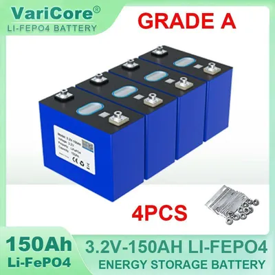 Produktbild von LiFePO4 Batteriezellen - 3,2V 150Ah 4er Set - Für 12V 24V Akku Pack - Für Solaranlage, Wohnmobil, Boot, Golfcart - Lithium-Eisenphosphat