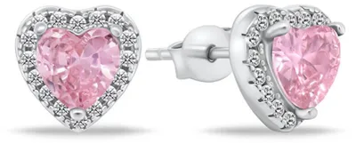 Image de Romantique boucles d'oreilles en argent avec zircones cœurs EA901WP