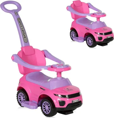 Produktbild von Lorelli Rutscher 3 in 1 Kinderauto Off Road Schiebegriff Musik Rückenlehne rosa