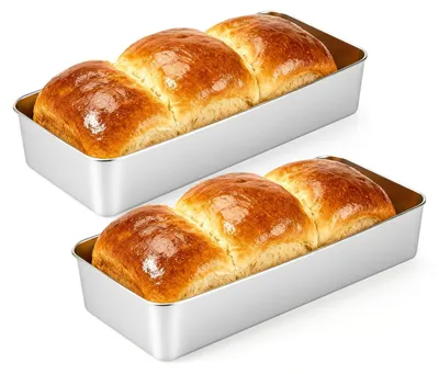Image de VINATO, lot de 2 plaques de cuisson en acier inoxydable, petites plaques pour four, rectangulaires