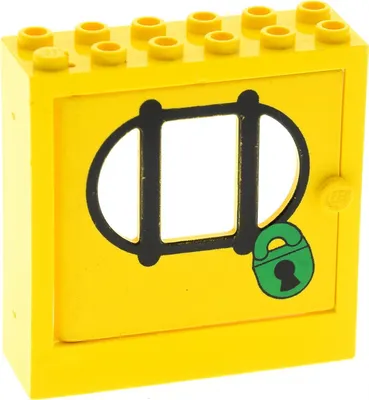 Produktbild von 1x Lego Fabuland Fenster 2x6x5 gelb Tür Gitter Polizei Schloss x610c03px2*