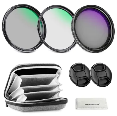 Zdjęcie produktu dla Zestaw filtrów do aparatu - Filtr UV - Filtr CPL - Filtr ND - 49 mm - Szkło hartowane - Z etui