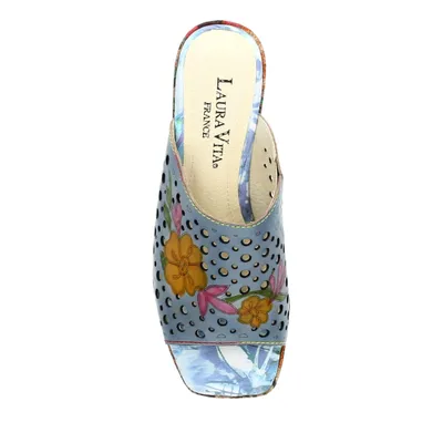 Produktbild von Laura Vita Damen Pantolette Leder Perforierung Plateau Paulao 25, Größe:40 EU, Farbe:Blau