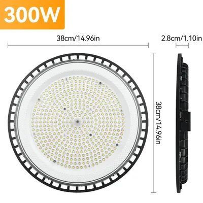 Produktbild von LED-Industrieleuchte - High-Bay-Hallenleuchte - 300 W - AC 85–265 V - Kaltweiß - Aluminium - Lager- und Garagenbeleuchtung