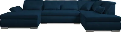 Image de Lisa Design Vermont - canapé panoramique d'angle droit - 7 places - XXL , Bleu pétrole