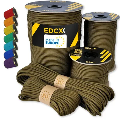 Image de EdcX Cordelette Paracord 4 mm, plus de 35 couleurs unies (10 m, 15 m, 30 m, 50 m, 100 m, 300 m) | I
