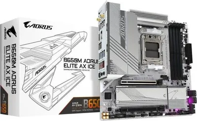 Zdjęcie produktu dla Płyta główna GIGABYTE B650M AORUS ELITE AX ICE, Micro ATX, Wi-Fi 6E, DDR5 8000 MHz, AMD AM5, Ryzen 7000/8000/9000 Series