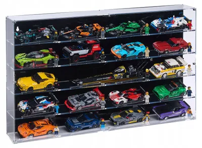 Produktbild von Blacked Brick Wandvitrine für 20 LEGO® Speed Champions (5×4), z. B. F1