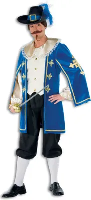 Produktbild von L3301280-52-A blau Herren Musketier Kostüm D`Artagnan Gr.52