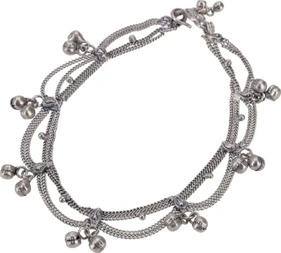 Produktbild von Indisches Bollywood Fußkettchen, Orientalische Fußkette mit Glöckchen - Modell 9, Silber-Farben, Metall, Fußketten & Bauchketten