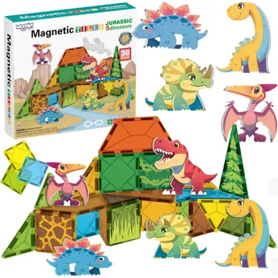 Produktbild von WOOPIE Magnetische Konstruktionsbausteine, 7,5 cm, Dinosaurier, 30 Teile.