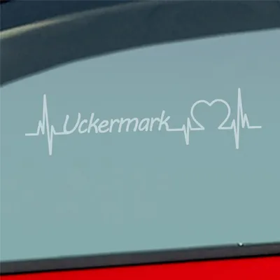 Produktbild von Auto Aufkleber Uckermark Puls Herzschlag mit Ferien Region Motiv 19x5 cm Milchglas Sticker Heckscheibenaufkleber