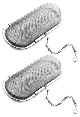 Productafbeelding van Kruidensieve set - 2 stuks van roestvrij staal met ketting - theezeef en kruidenbol om mee te koken voor kruiden, thee en specerijen