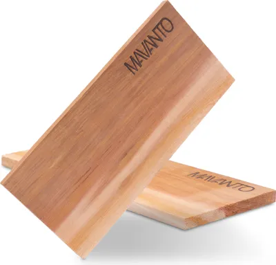Produktbild von MAVANTO® XXL Grillbretter Räucherbretter - Zedernholz Grillbrett zum Grillen - EXTRA DICK (30x14x1,5cm) langlebig & wiederverwendbar (2er Set)
