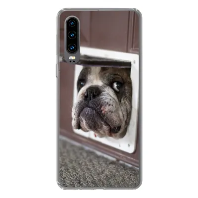 Produktbild von MuchoWow® Handyhülle Schutzhülle Hülle für Huawei P30 Hund - Lustig - Katzenklappe - Kinder - Jungen - Mädchen - Kinder Silikon Softcase Handy Hülle - Kartenbesitzer
