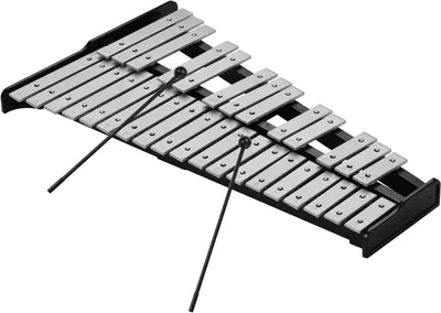 Imagen del producto de Kit de campanas de glockenspiel de aluminio, con 32 notas, base de madera, incluye funda de transporte, para adultos