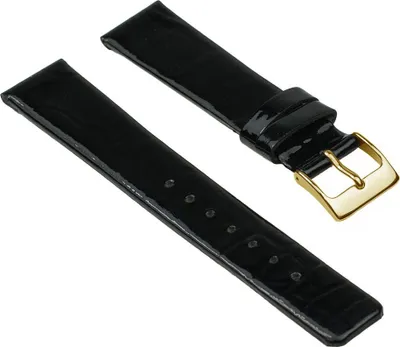Produktbild von Uhrenarmband Leder schwarz Glänzend (Lack) 25844G, Stegbreite:14mm