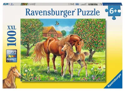 Image de 100 pièces Ravensburger Kinder Puzzle XXL Le bonheur des chevaux dans la prairie 10577