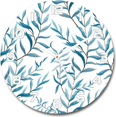 Produktbild von Wanduhr aus Glas 30fi Glasbild Glasuhr Gehärtetes Glas - weisse-zeiger - Leaves