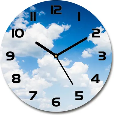 Produktbild von Wanduhr aus Glas 30fi Glasbild Glasuhr Gehärtetes Glas - schwarze-zeiger - Clouds in the sky