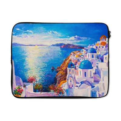 Produktbild von MuchoWow® Laptop Hülle 15 Zoll Malerei - Griechenland - Wasser - Öl Laptoptasche - Laptoptasche - Sleeve - Rundum-Schutz