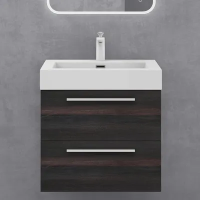 Immagine prodotto di doporro Mobile Bagno Sospeso60cm, Mobiletto per Bagno con Lavabo, Grigio Scuro, Seria Quadratto