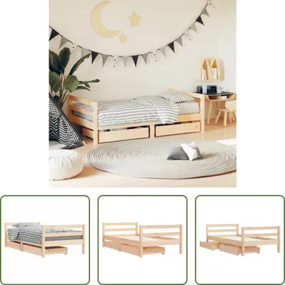 Produktbild von The Living Store Kinderbett mit Schubladen 80x160 cm Massivholz Kiefer