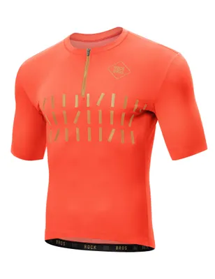 Obrázok produktu pre ROCKBROS Pánsky cyklistický dres s krátkym rukávom, rýchloschnúci dres s 3 zadnými vreckami, cyklistický dres pre MTB, oranžový, veľkosť EU XXL