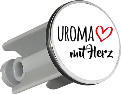 Produktbild von Huuraa Waschbeckenstöpsel Uroma mit Herz 4cm höhenverstellbar Abflussstopfen Geschenkidee