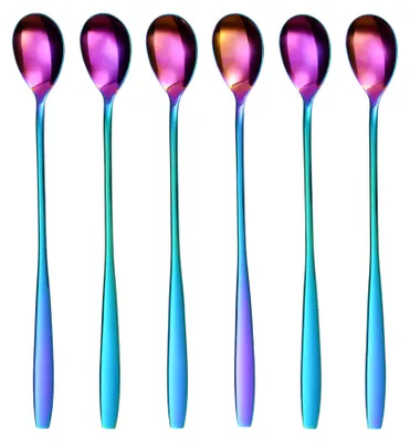 Productafbeelding van Latte Macchiato lepelset, regenboogkleuren, 6-delig, 22 cm, roestvrij staal, serie Königstein