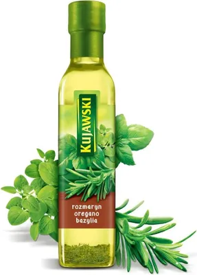 Obrázok produktu pre Kujawský repkový olej s rozmarínom, oreganom a bazalkou, 250 ml