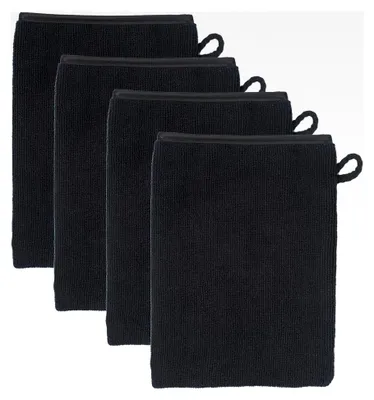 Produktbild von 4 Stück Waschlappen aus Baumwolle mit Aufhängeschlaufen, saugfähige Waschhandschuhe - 13 x 20 cm