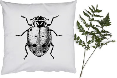 Produktbild von MuchoWow® Zierkissen Sofakissen Wohnzimmer Dekokissen 40x40 cm Vintage - Marienkäfer - Insekten - Schwarz und weiß - Foto Kissen - Schlafzimmer Dekoration