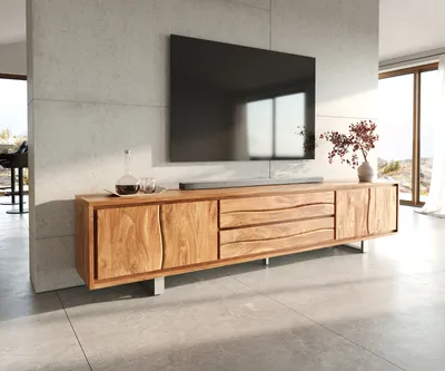 Produktbild von DELIFE Lowboard Live-Edge 300 cm Akazie Natur 4 Türen 2 Schübe