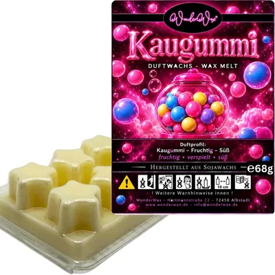 Produktbild von WonderWax Duftwachs Wax Melts für Duftlampe, 6 Sterne Duftmelt Wachsmelt Sojawachs Duftwachs Würfel für Raumdüfte, Wachs Duftöl Winter Indoor Schmelzen für Aromalampe Kaugummi
