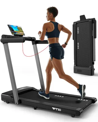 Produktbild von VOWVIT Laufband für Zuhause bis 12KM/H, 3 in 1 Walking Pad mit Dual LED Anzeige, 12 Programmen und Fernbedienung, Laufband klappbar APP Kompatibel