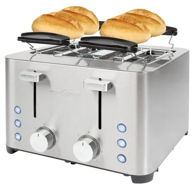 4-Scheiben-Toaster, 1500 W, Edelstahl, extra breite Schlitze, 7 Stufen