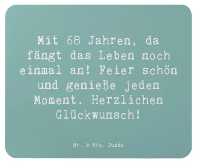 Produktbild von Mr. & Mrs. Panda Mauspad Spruch 68. Geburtstag Freude - Meeresbrise - Geschenk, Feier, Alter, pc mausunterlage, Geburtstagsgeschenk, Mousepad, mousematte, Lebensjahr